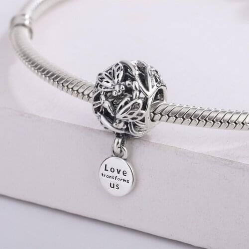 925 sterling silver Openwork Dragonfly Love Charm deeper meaning of life Charm bracelet DIY Jewelry making For Pandora