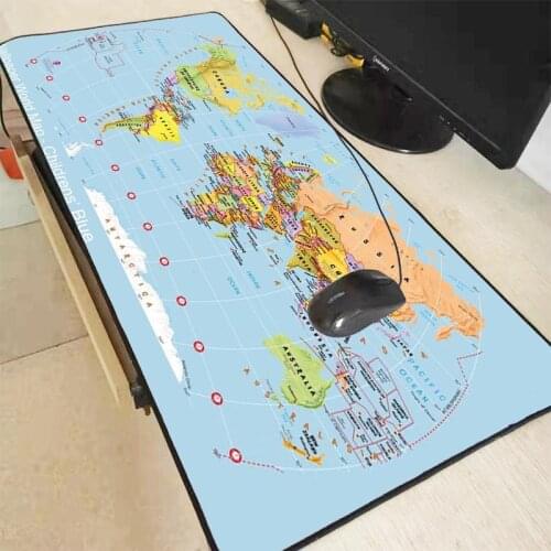 Mairuige Extra Large Mouse Pad Blue World Map Gaming Mousepad Anti-slip Rubber Gaming Mouse Mat with Locking Edge Free Shipping