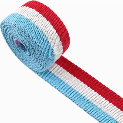 Heavy weight cotton baby blue stripe webbing dog collar Strap Polyester soft webbing handbag strap belt Nylon key fob webbing