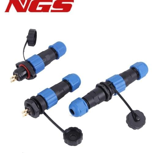 Waterproof straight Connector SP13 IP68 1/2/3/4/5/6/7 Pin Docking Flange Back Nut Mount Wire Cable Connector Aviation Plug