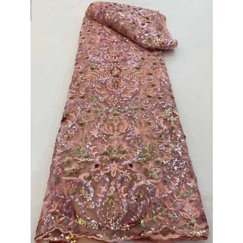 High Quality Lace Fabric Stacked Sequin Embroidery French Tulle Mesh Design Sewing Party Dress Banquet Skirt 5 Yards Wholesale