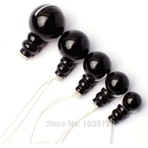 High Quality Smooth Natural Black Agates Round 8/10/12/14/16mm Tibet Guru Creative Jewellery Making Loose Beads 5 Set wj302