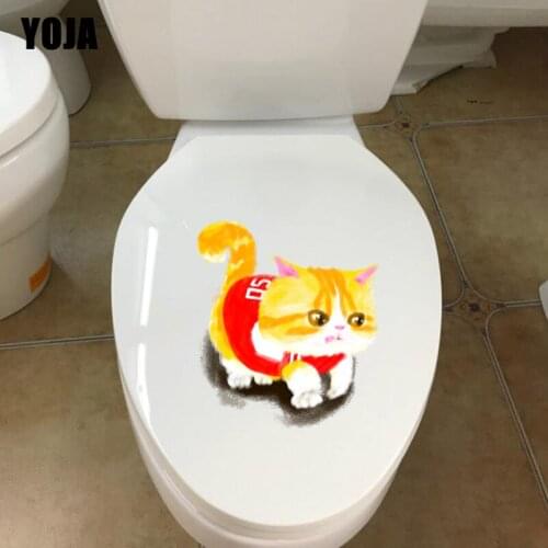 YOJA 21.2*24CM Modern Funny Cat Toilet BedRoom Home Animal Decoration Wall Sticker Decal T3-0476