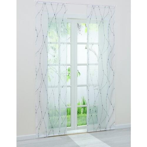 Window Curtain Printed Pattern For Home Living Room Screening Sheer Voile Fabric Decoration Drape 2Pcs