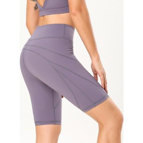 Double-sided Sanding Fabric Women Cycling Running Knee Length Legging High waist Tight Fitness Shorts Knee Length Yoga Shorts