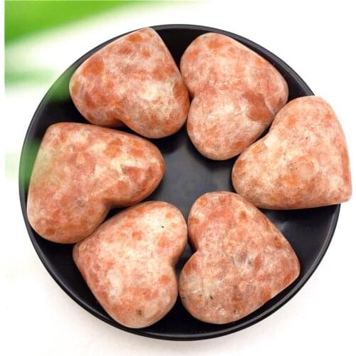 1pc Natural Golden Sunstone Heart Shaped Hand Made Quartz Crystal Gemstones Chakra Stone Reiki Healing Home Decoration