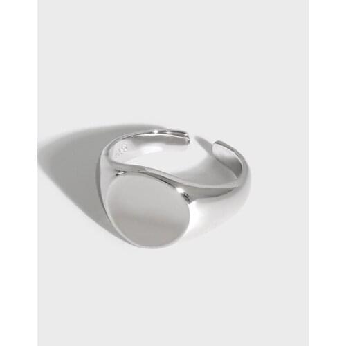 1PC Authentic S925 Sterling Silver FINE Jewelry White/ Gold sunken Round ring adjust C-456