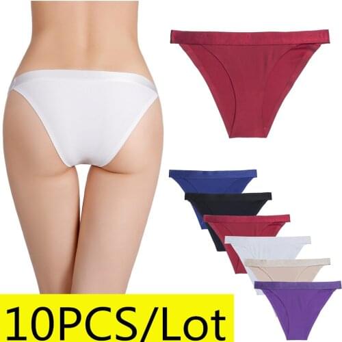 10Pcs/Lot Wholesale Seamless Solid Womens Panties Low-rise Sexy Briefs Womens Pants Mini Girl Underpants Hot Sale Underwear