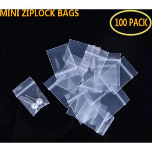 100pcs Clear Plastic Mini Ziplock Jewelry Bags Small More Thicker Crystal Packing Pouches Reusable Pochette Zipper Lock Sack