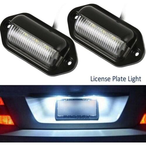 2Pcs Waterproof 6-LEDs 12V License Plate Light Car Truck Trailer Step Lamp License Plate Light Car Accessories