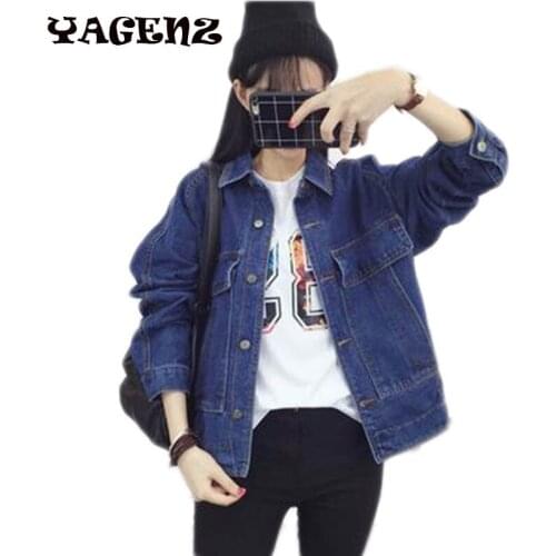 2109 Autumn Leisure jean jacket for women pocket design long sleeve coat female new arrival slim blue denim jackets outerwear
