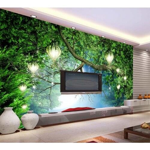 Dream animal world jungle wallpaper theme room restaurant bar hand painted oil painting 3D wallpaper forest large fresco