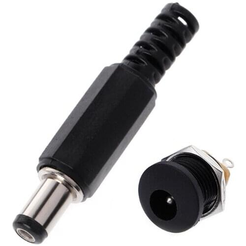 5 Pcs 5.5mm x 2.1mm Male DC Power Plug Connector+5 Pcs Screw Lock Female Panel Socket Mount Adapter L4MB