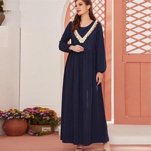 Abayas for Women Eid Ramadan Sequins Dress Muslim Female Kaftan Robe Gown Arab Casual Dubai Abaya Turkey Modest Islamic Clothing