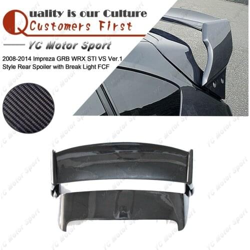 Car Accessories Full Carbon Fiber VS Ver.1 Style Rear Spoiler with Break Light Fit For 2008-2014 Impreza GRB WRX STI Trunk Wing