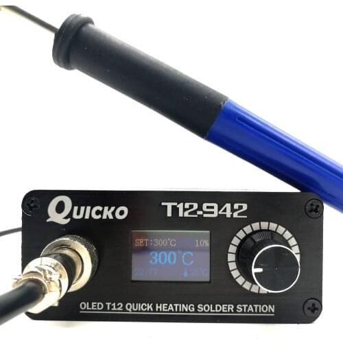 QUICKO MINI T12 STC OLED Digital soldering station 942 electronic soder iron with 9501 handle power adpater 24V3A Welding tools