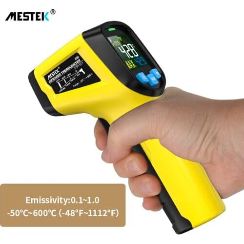 Mestek Industrial Digital Infrared Thermometer Infrared LCD Temperature Meter Gauge Non-contact IR Laser Pyrometer Hygrometer