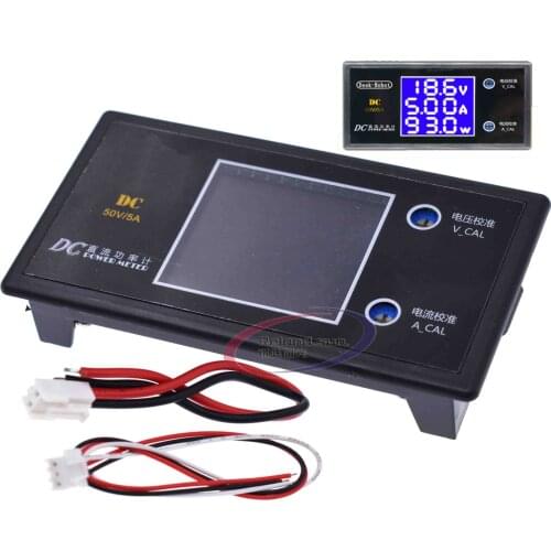 DC 0-50V 5A 250W LCD Digital Voltmeter Ammeter Wattmeter Voltage Current Power Meter Volt Detector Tester Monitor 12V 24V 36V