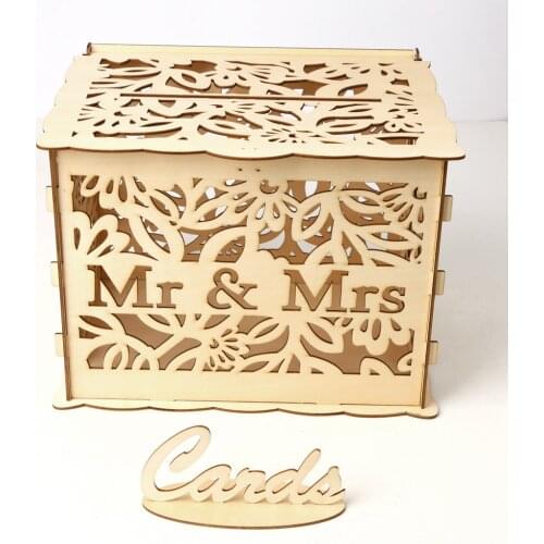 Wooden Card Box DIY Wedding Card Box Wooden Gift for Wedding Reception Anniversary Graduation Shower Birthday Party Parties
