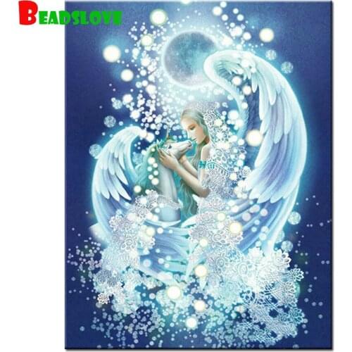 DIY Diamond Painting Unicorn angel Full Square Round Mosaic Rhinestones Cross Stitch kits Beads Embroidery Christmas Gift