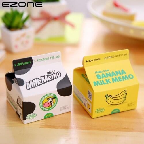 EZONE Cute Box Packed Sticky Notes Milk/Banana/Green Tea Memo Pad For Students Colorful Inner Page Thicken School Office Supply
