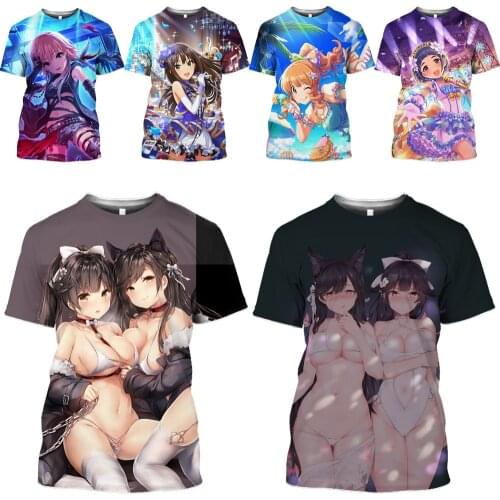 HOXIXIB 3D Print Idol Master Anime Girl T Shirt Men Women Hentai Tshirt Short Sleeve Sexy Bikini Loli Senpai Harajuku Streetwear