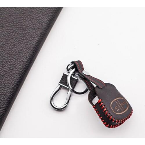Wear Resistant Leather Car Key Cover Case for Mitsubishi Colt Lancer Outlander Grandis Pajero Sport 2 buttons remote key case