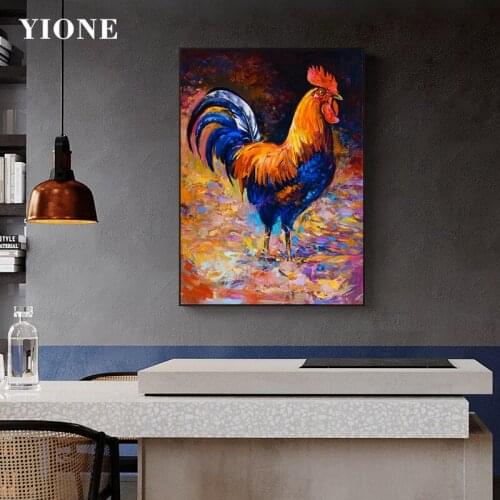 Colorful Art Animal Oil Paintings Custom Cock Rhinoceros Bird Giraffe Canvas Picture Prints Wall Poster for Living Home Decor