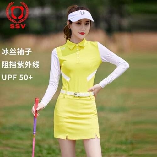 Golf Summer Silk Long Sleeve Blouse Female Clothing Suits Short Skirt