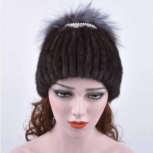 Fashion Fox Fur Fur Hats for Women Luxury Real Mink Caps Warm Winter Female beanies