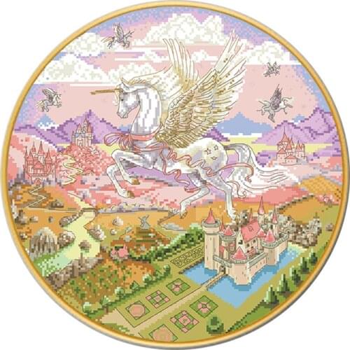 Unicorn Needlework Stamped Cross Stitch Kits Printed Fabric 11CT Embroidery Paintings 14CT Cartoon Cross-Stitch Home Decorations