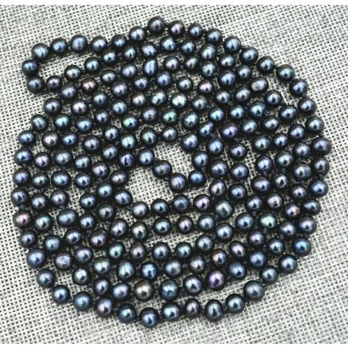 New 7-8mm Black Tahiti Cultured Pearl Necklace 50"