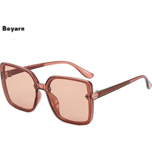 New Fashion Sunglasses Edition Big Frame Square Sun Glasses without Makeup Street Eyeglasses Red Women UV400 Plastic Acrylic FDA