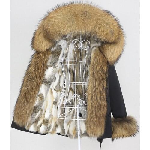 OFTBUY 2020 Winter Jacket Women Short Waterproof Parka Real Rabbit Fur Liner Coat Natural Raccoon Big Fur Collar Hood Removable