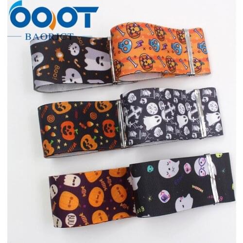 OOOT BAORJCT I-19729-1717,38mm 10yards Halloween Thermal transfer Printed grosgrain Ribbons,tape crafts,bow cap DIY accessories