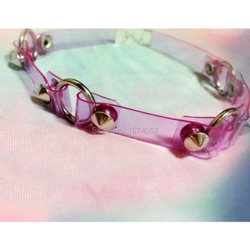 90s Choker Cute Harajuku Kawaii 100% Handcrafted Small O round Circle Clear Transparent PVC Collar Necklace