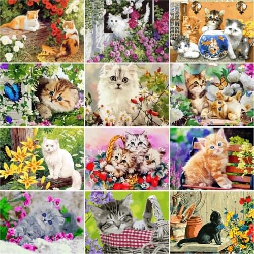 AZQSD Unframe Adult Paint By Numbers Cat Handpainted Gift DIY Coloring By Numbers Animal Drawing On Canvas Decor For Home