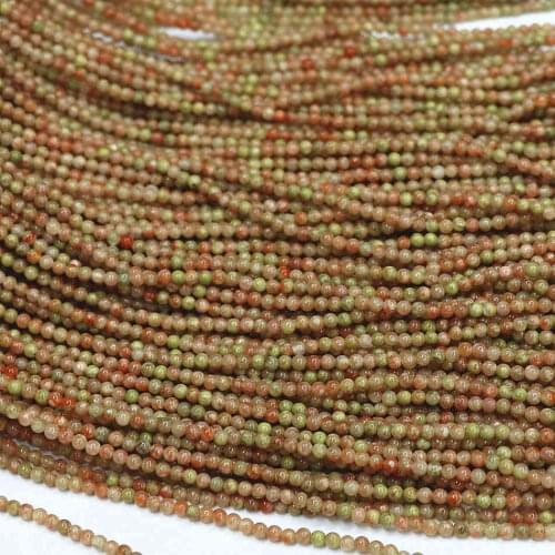 Multisize natural green flower point stone 2mm 3mm hot round beads new diy jewelry 15" B481