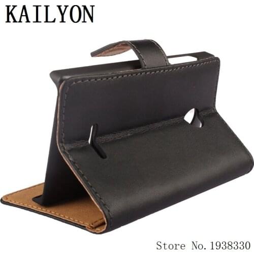 KAILYON Luxury Genuine Leather Case Cover For Nokia Microsoft Lumia 532 Dual SIM Flip Wallet Stand Book Style Cell Phone Back Co