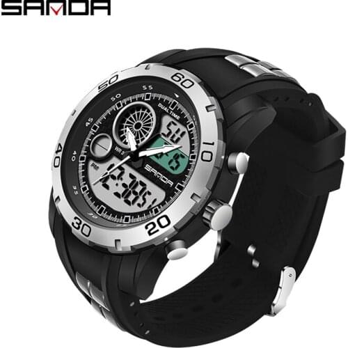 SANDA new waterproof luminous multi-function watch mens outdoor sports LED electronic watchrelogio masculino orologio uomo часы