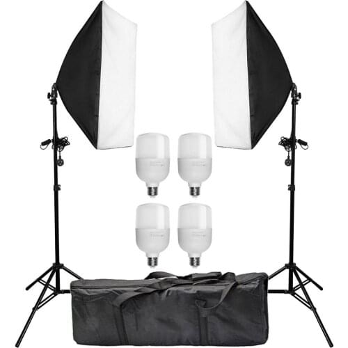 2pcs 50x70CM Photography Softbox Lighting Kit 4PCS 25W LED Bulb Professional Continuous Light System Softbox For Photo Studio