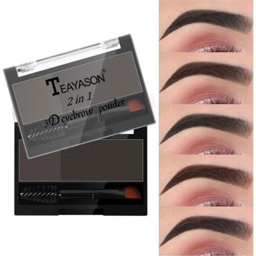 TEAYASON 2 Color Eyebrow Powder Professional Makeup Palette Eyebrow Stamp Eye Brow Enhancers Shadow Make Up Brow Powder