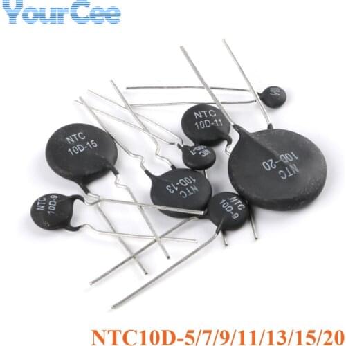 20pcs NTC 10D NTC10D Thermistor 10D-5 10D-7 10D-9 10D-11 10D-13 10D-15 10D-20 Negative Temperature Coefficient Thermal Resistor