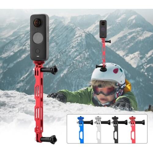 Aluminium Alloy Selfie Extension Arm Lengthened Rod Helmet Mount Adapter for Insta360 One X X2 Panoramic Camera Accessories