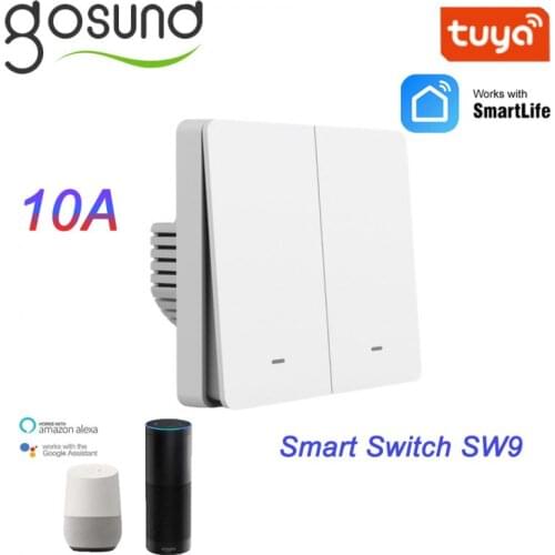 Gosund Tuya Smart Light Switch 10A 2Gang LED Push Button Switch Universal Wireless Control With Alexa Google No Hub Required