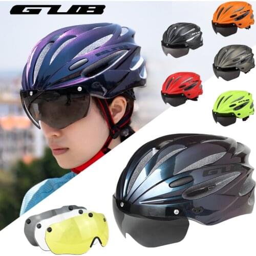 Cycling Helmet Visor Magnetic Goggles Integrally Molded 58-62cm Aerodynamic MTB Road Bicycle Helmet GUB K80 For Men Women Helmet