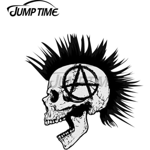 Jump Time 13 x 12.5cm For MOHAWK Skull Fashion Occlusion Scratchcar Decals Waterproof Windshield Car Sticker