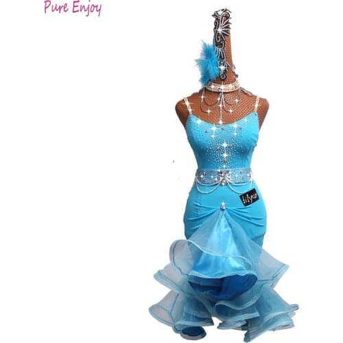 Women Latin Dance Dress Competition Clothing Female Children Adult High-end Professional Long Skirt Customization dress+belt