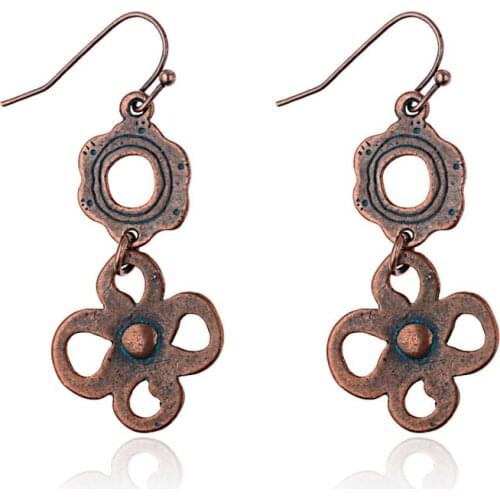 Amader 2019 Flower Bronze Alloy Drop Earrings For Women Plant Bohemian Indian Earrings Oorbellen Valentines Day Gift HQE1030