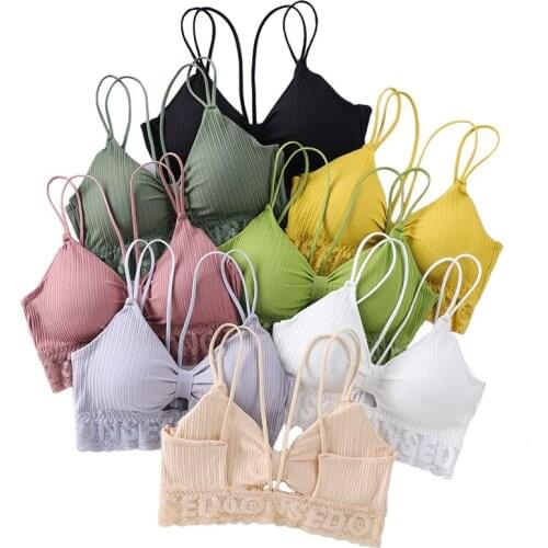 Female Tube Top One-Piece Push Up Sprot Bras Women Sexy Lace Bra Cotton Padded Soft Wire Free Brassiere Comfortable